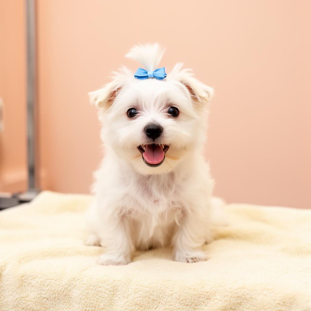 Freshly groomed happy puppy